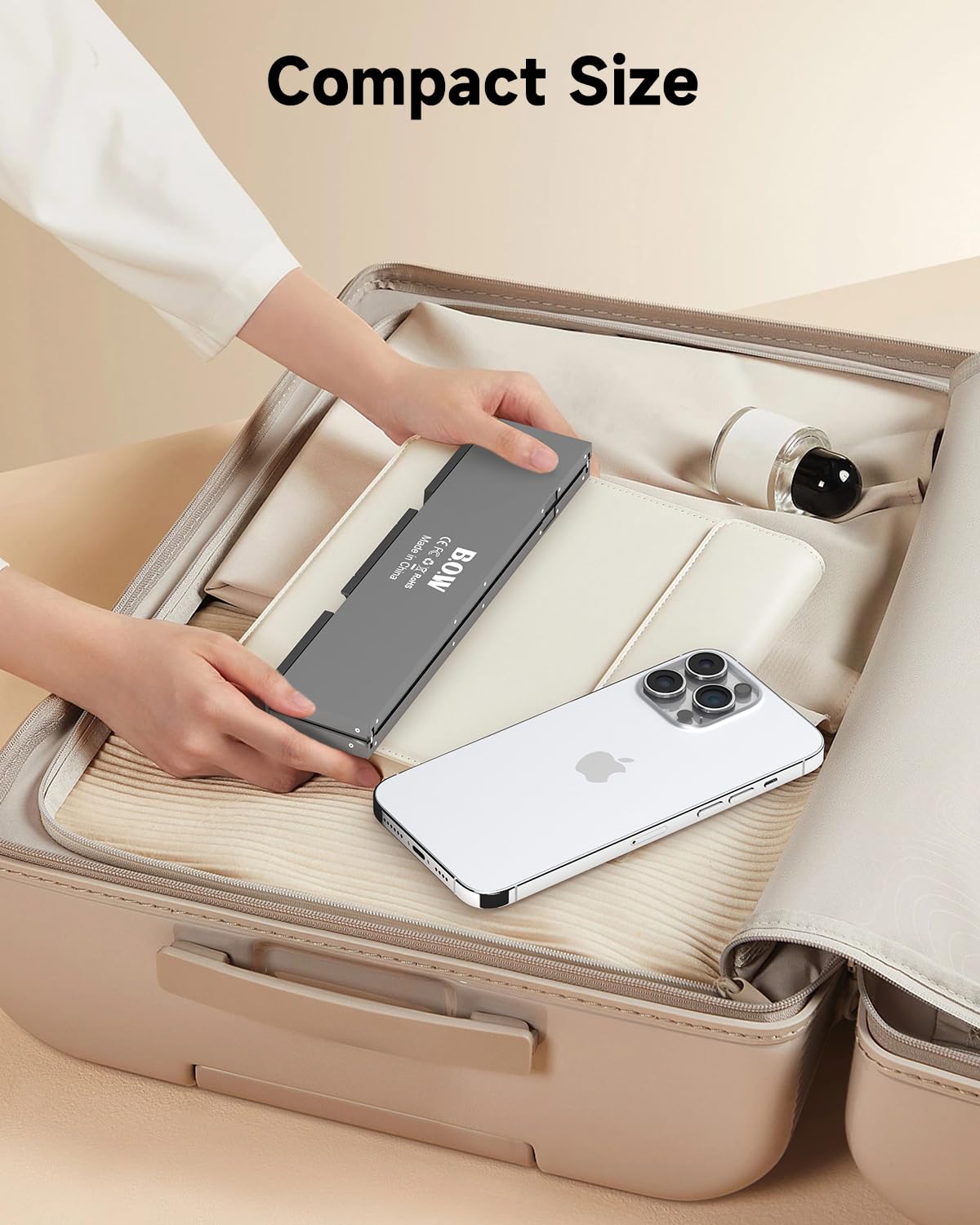 SIKAI CASE Foldable Bluetooth Keyboard with Magnetic Stand,Aluminum Alloy Mini Quiet Folding Portable Lightweight Travel Rechargeable Pocket for Tablet,iPad, Phones, Black