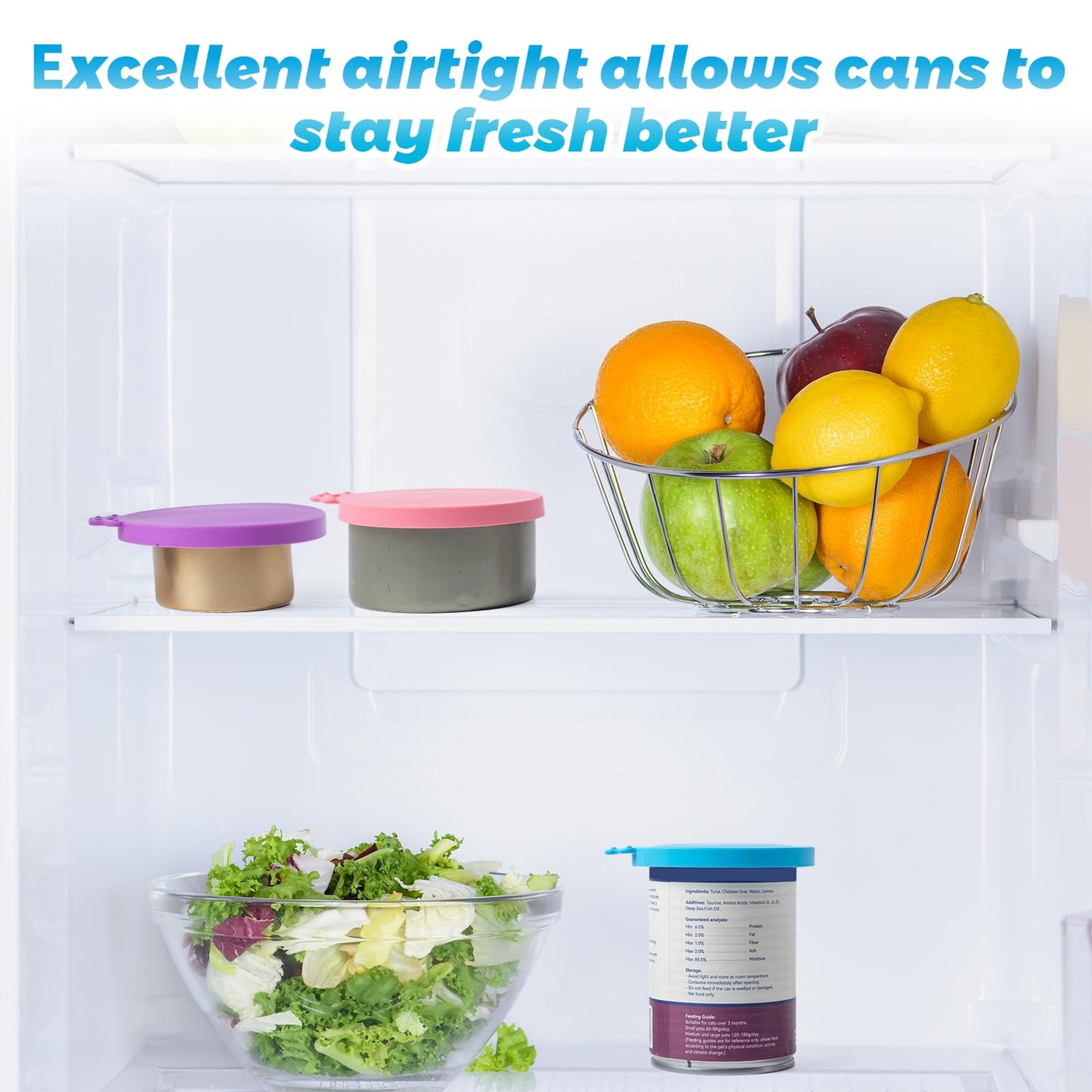 SLSON Pet Food Can Cover Universal Silicone Cat Dog Canned Food Lids with Spoon 1 Fit 3 Standard Size Can Tops (4)