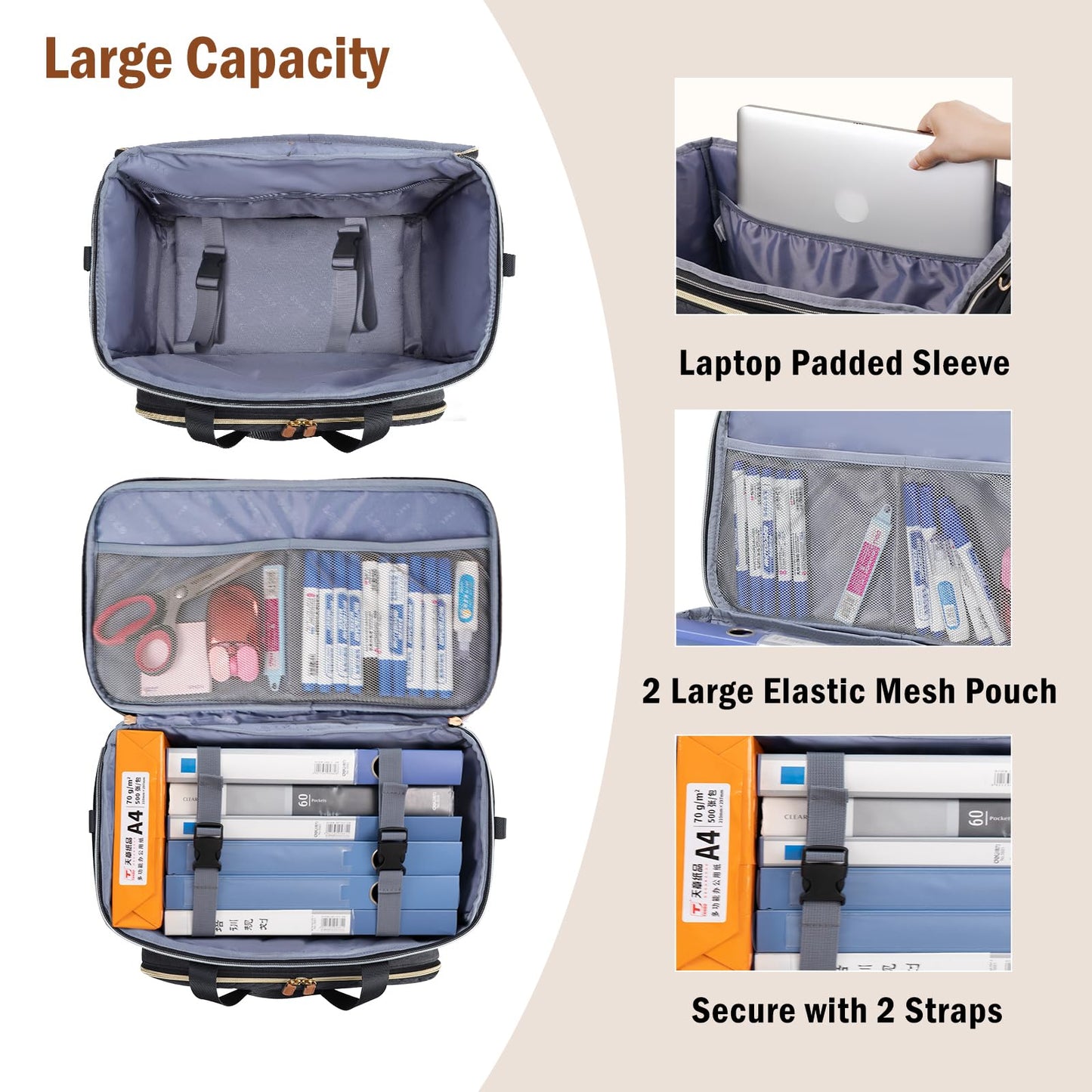 Sydioor Rollwagen für Lehrer, geräumige Tragetasche mit Rollen – ideal für Nähzubehör, Laptop und Bücher