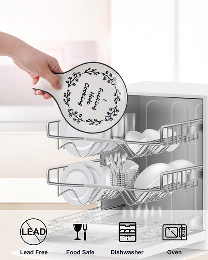 Löffelablage aus Keramik, Kochlöffelhalter für Küchenarbeitsplatte/Herd/Esstisch, modernes Landhausdekor, groß (blau) 