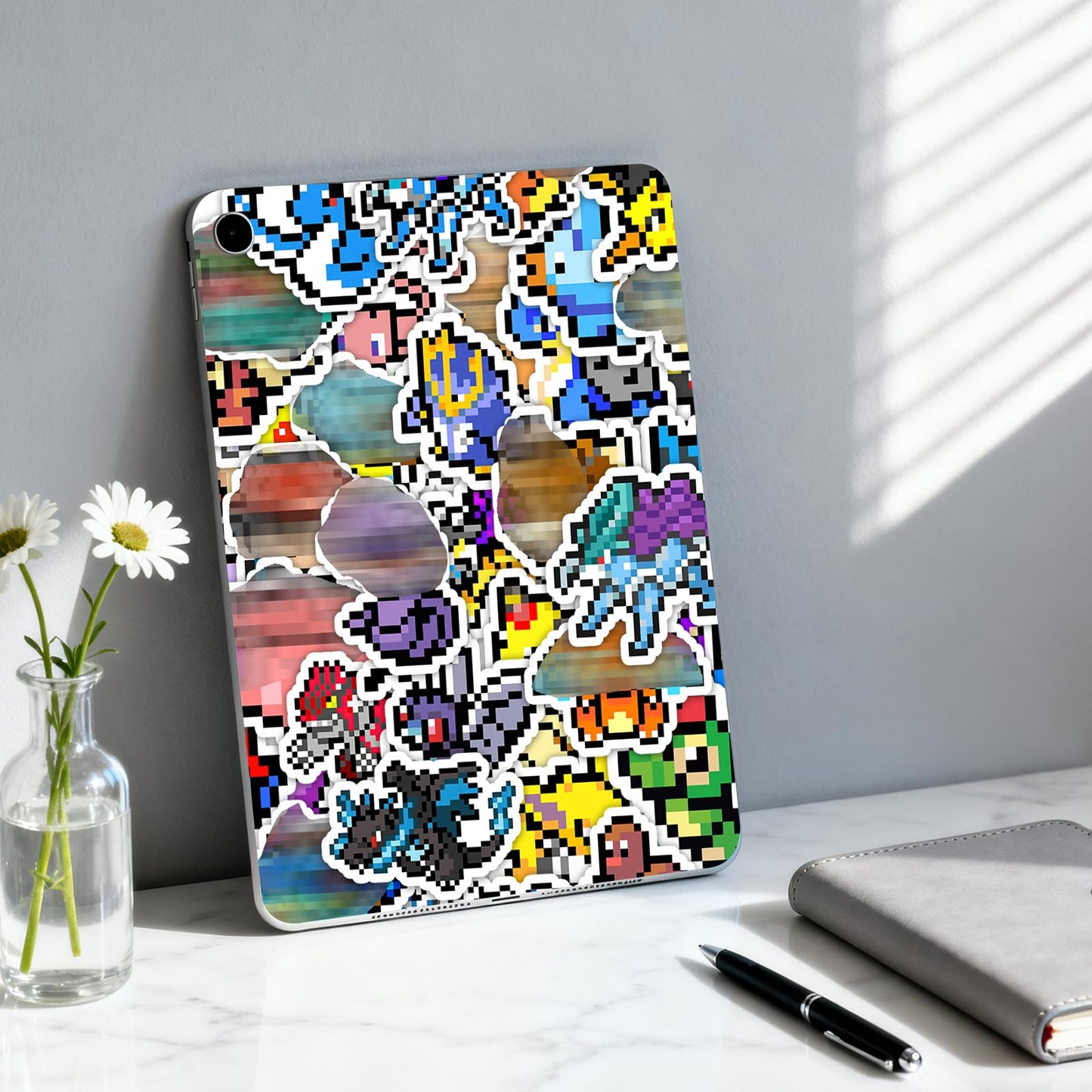 Pounchi Retro Pixel Anime Stickers (50Pcs Large Size) Aesthetic Cartoon PVC Sticker, Gifts for Laptop Water Bottle Skateboard Party Supplies Decorations Teens