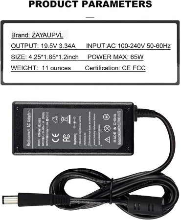 65W 7.4mm Tip Replacement AC Adapter for Dell Latitude 3190 7470 5580 7280 LA65NS2-01 E5570 E7450 E6430 E6410 E6440 E7440 E7470 E5440 E5470 E7240 Laptop Power Supply Cord