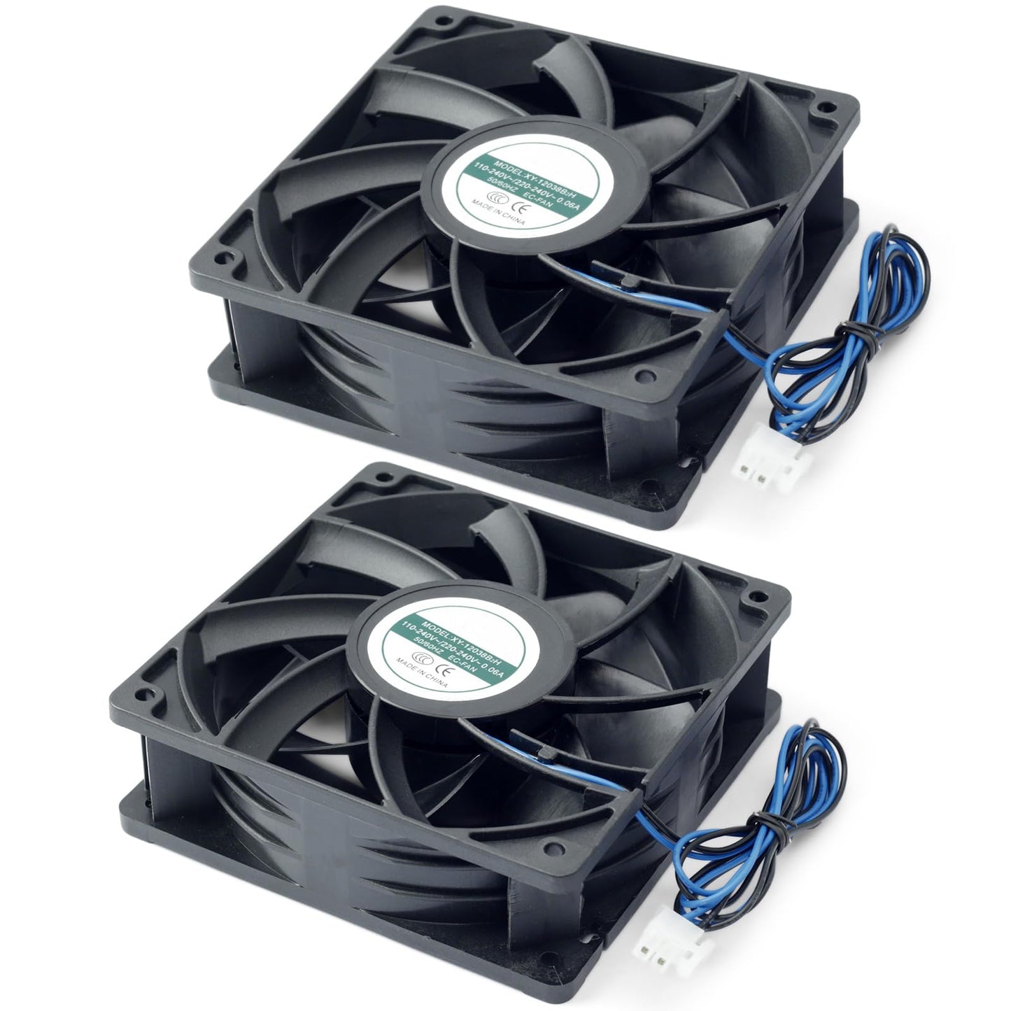 Mhrxusd 2 Pack XY-12038B2H High Air Volume EC-Fan fit for hte12038d Fan 110V-220V 0.06A 50/60HZ 12CM 120×120×38mm for Ice Maker Cabinet Cooling