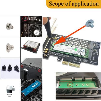 PCIe NVMe M.2 Mounting Screws Computer Screws Motherboard Standoffs Assortment Kit for Universal Motherboard, HDD, SSD, Hard Drive,Fan, Power Supply, Graphics, PC Case for DIY