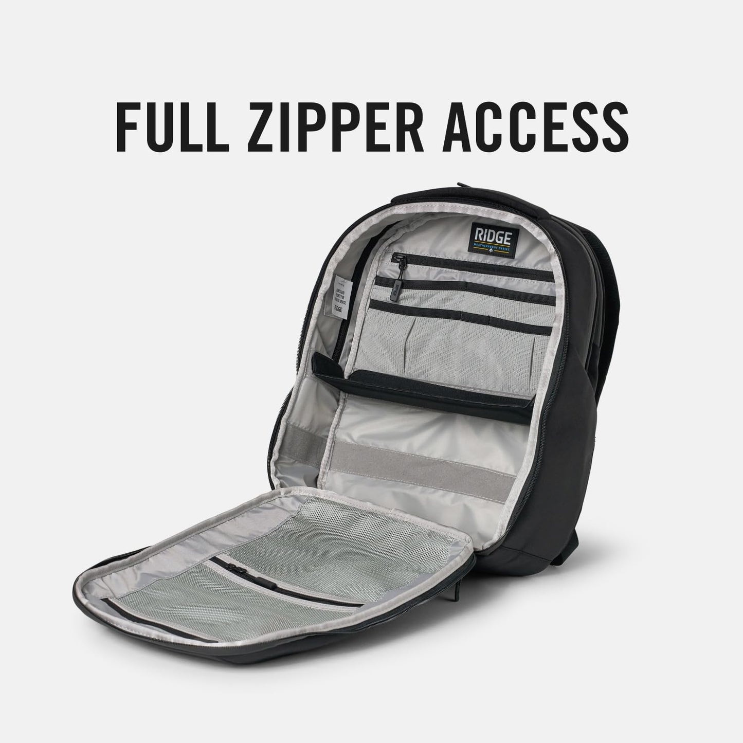 Ridge Commuter Pro Rucksack – Wetterfeste Laptoptasche aus 840D Ballistic Nylon, passend für 16-Zoll-Laptops, Reiserucksack mit Technik-Organizer (Königsschwarz)