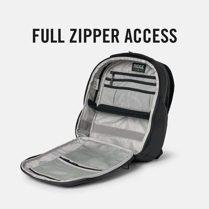 Ridge Commuter Pro Rucksack – Wetterfeste Laptoptasche aus 840D Ballistic Nylon, passend für 16-Zoll-Laptops, Reiserucksack mit Technik-Organizer (Königsschwarz)