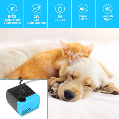 SanKlev SP-400LV Cat Water Fountain Pump,USB Replacement Pump for Pet Drinking Fountains Compatible with Ceramic, Butterfly,Seaside and Multi-Tier Pet Fountains(No AC Adapter)