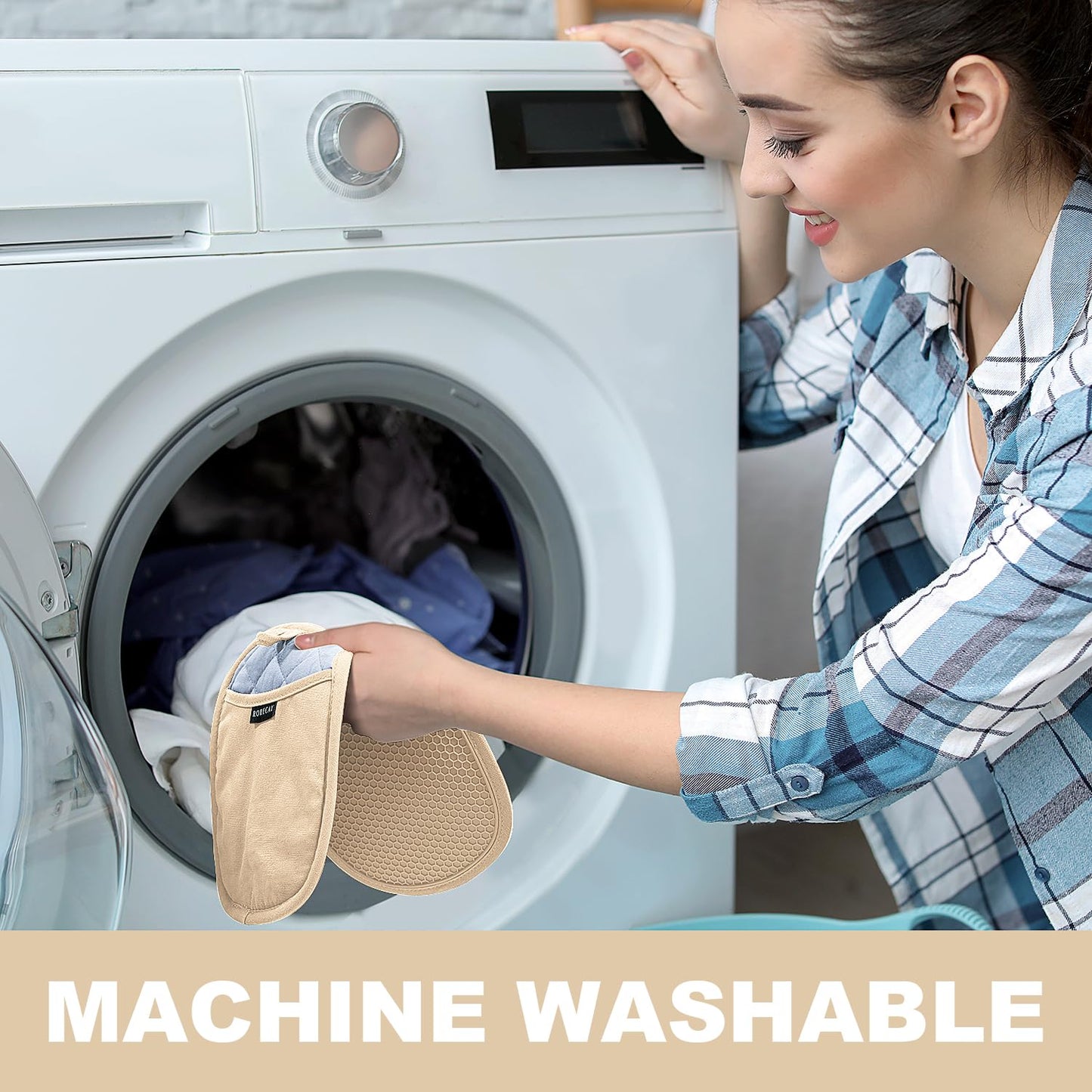 2er-Pack Silikon-Topflappen für die Küche, hitzebeständig bis 260 °C, rutschfeste, große Topflappen mit Tasche, gesteppte Untersetzer für heiße Töpfe und Pfannen auf der Arbeitsplatte (Grau) 