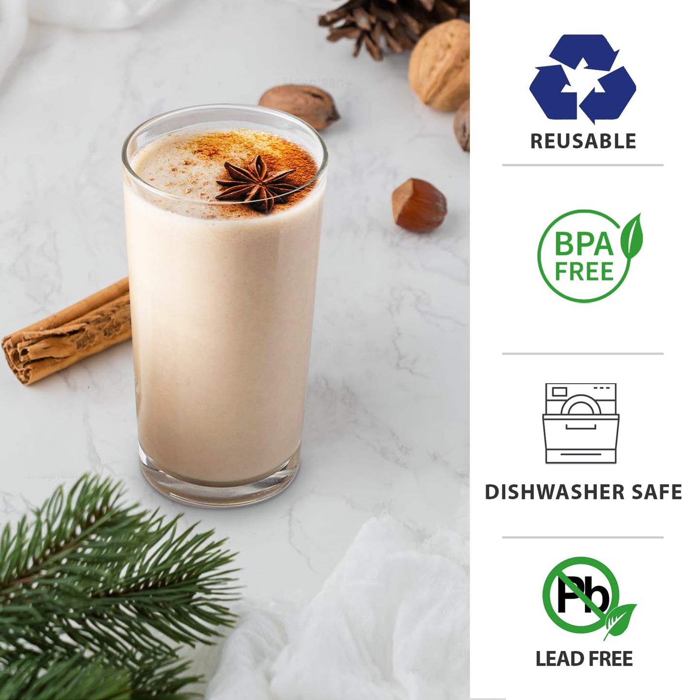 RÉALWÁY Bruchsichere Trinkgläser aus Kunststoff, 6er-Set, 500 ml, transparente, unzerbrechliche Becher für Küche, Pool und Terrasse – BPA-frei, spülmaschinenfest, Acrylbecher in Glasoptik.