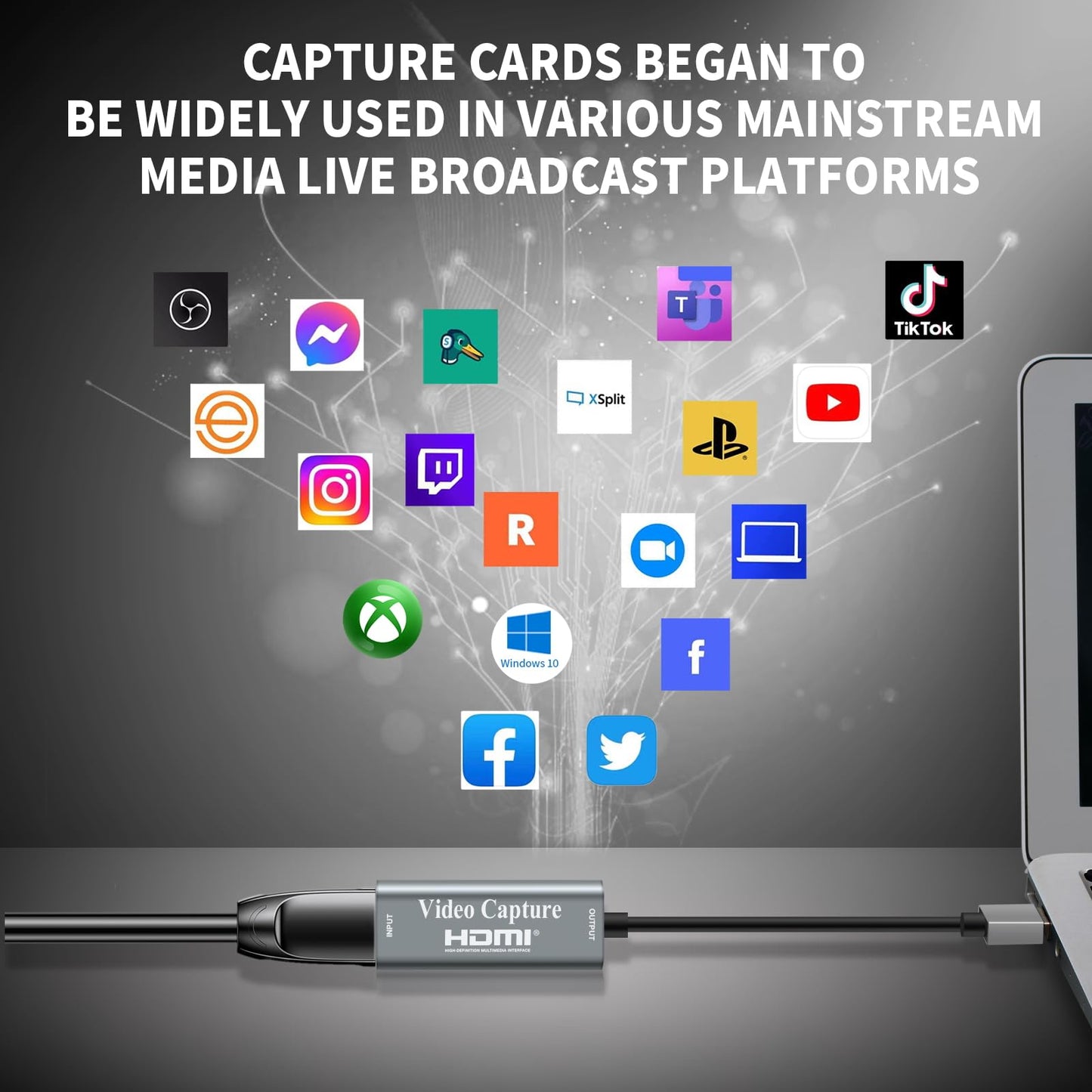 Papeaso Videoaufnahmekarten, 4K HDMI zu USB 3.0 Videoaufnahmegerät, 1080P HD 60fps Live-Übertragung und Aufzeichnung von Video und Audio für Gaming, Streaming, Unterricht, Videokonferenzen (Silber)