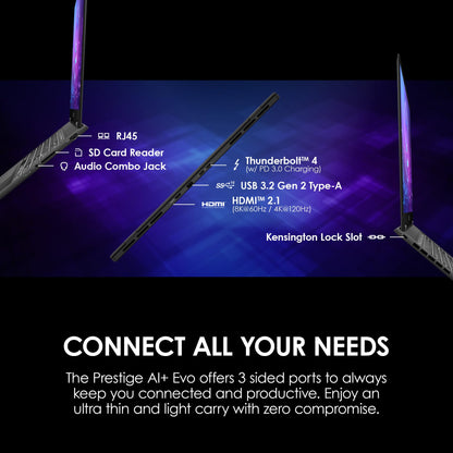 MSI Prestige 16 AI+ Evo 16" UHD+ OLED Laptop: Intel Ultra 7-258V, Intel Arc Graphics, 32GB DDR5, 2TB NVMe SSD, HDMI, Wi-Fi 7, Win 11 Pro: Stellar Gray B2VMG-058US