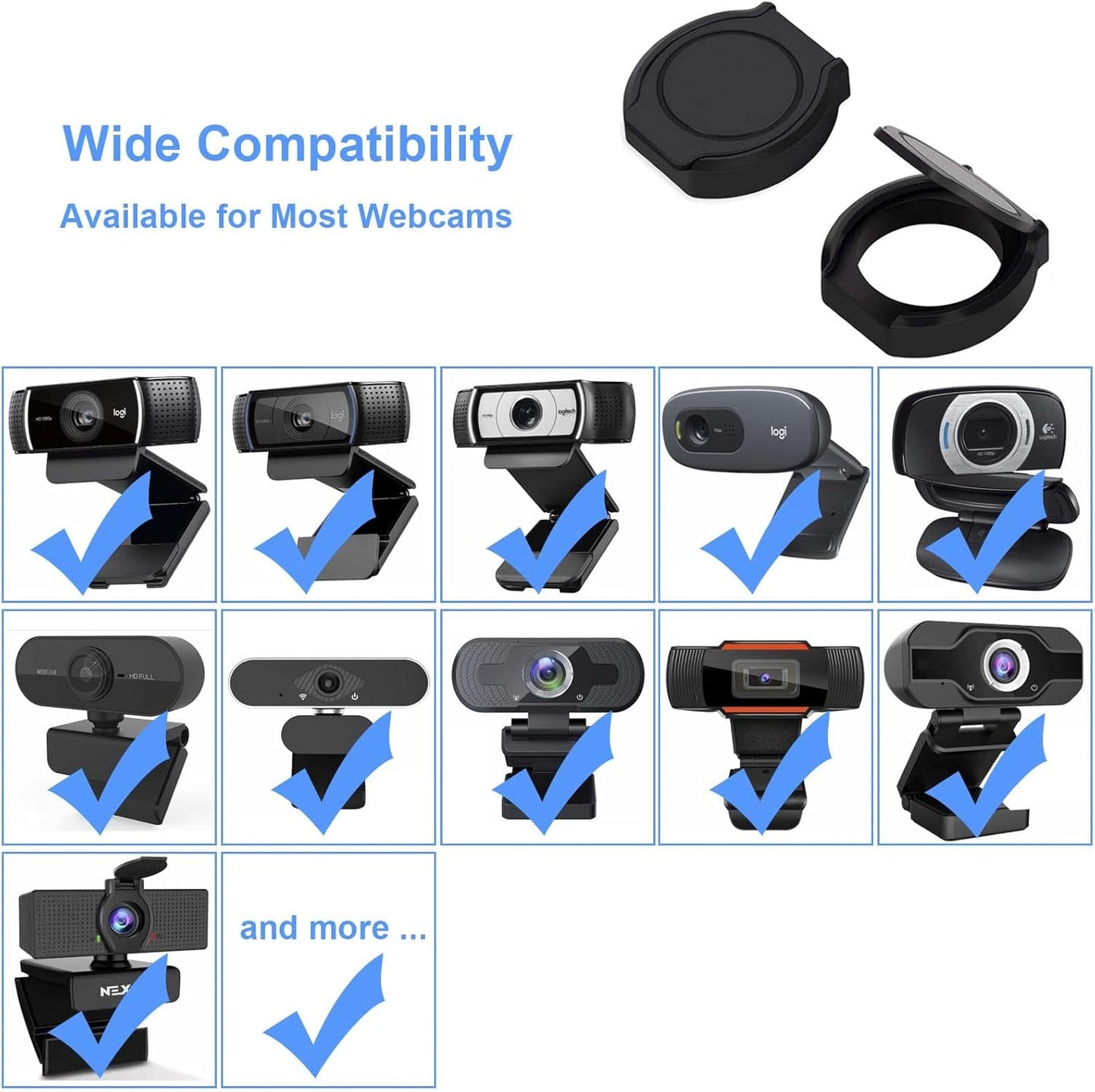 2er-Pack universelle Webcam-Abdeckung, Objektivabdeckungen für externe Desktop-Webcams, Blendschutz, Sichtschutzclip für Streaming-Webcams, kompatibel mit Logitech HD Pro Webcams C270/C615/C920/C930e/C922X 