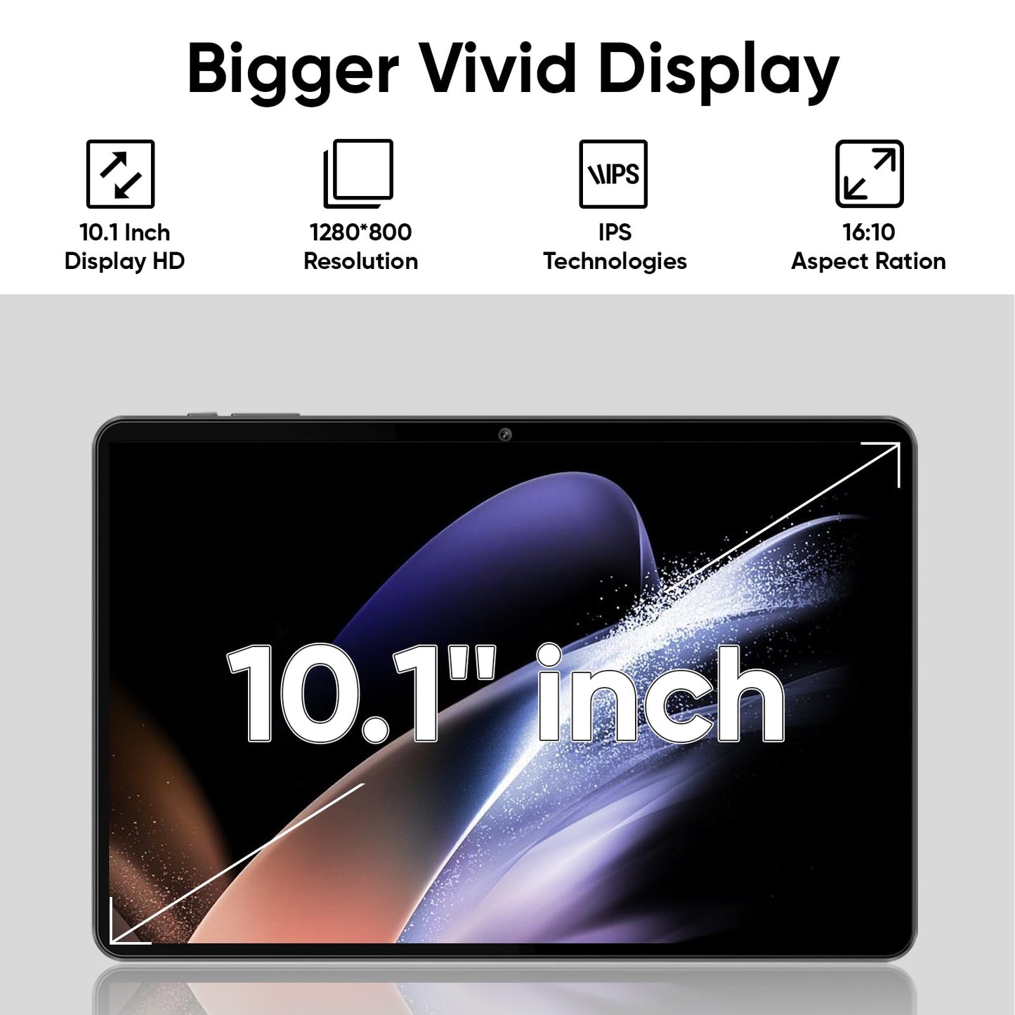 Tablet 10 inch Android 15 Tablets, 3GB RAM 64GB ROM 1TB Expand, Quad-Core Processor, 1280x800 LCD Touch Screen, WiFi 5, Dual Camera, BT5.0, 6000mAh Battery (Black)