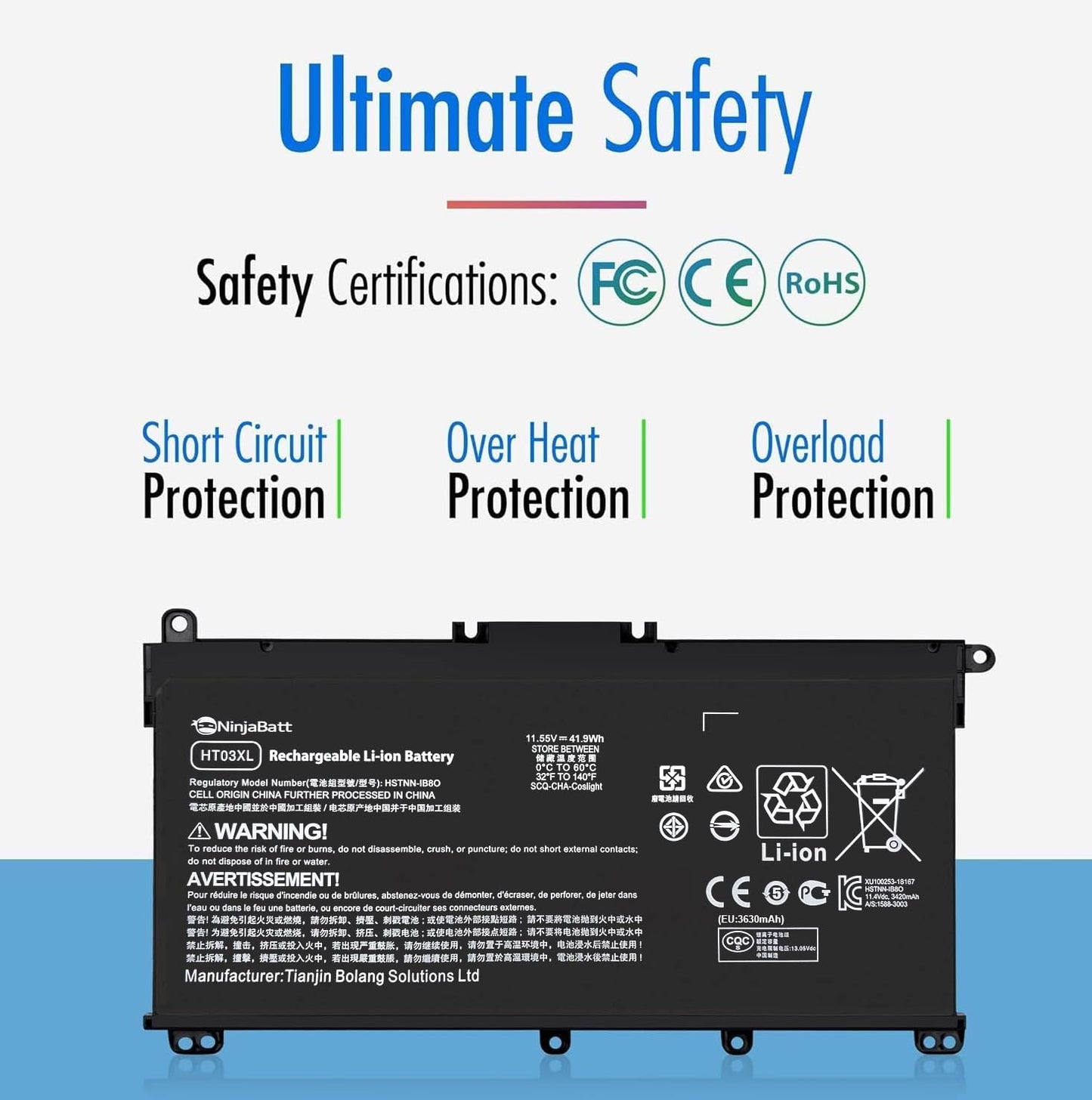 NinjaBatt HT03XL Battery for HP L11119-855 HW03XL Pavilion 15-DB Series14M-DH0003DX 14M-DH1003DX 15T-CS200 15-DY0013DX 15-DY1023DX 15-DY1751MS 15-CS3073CL