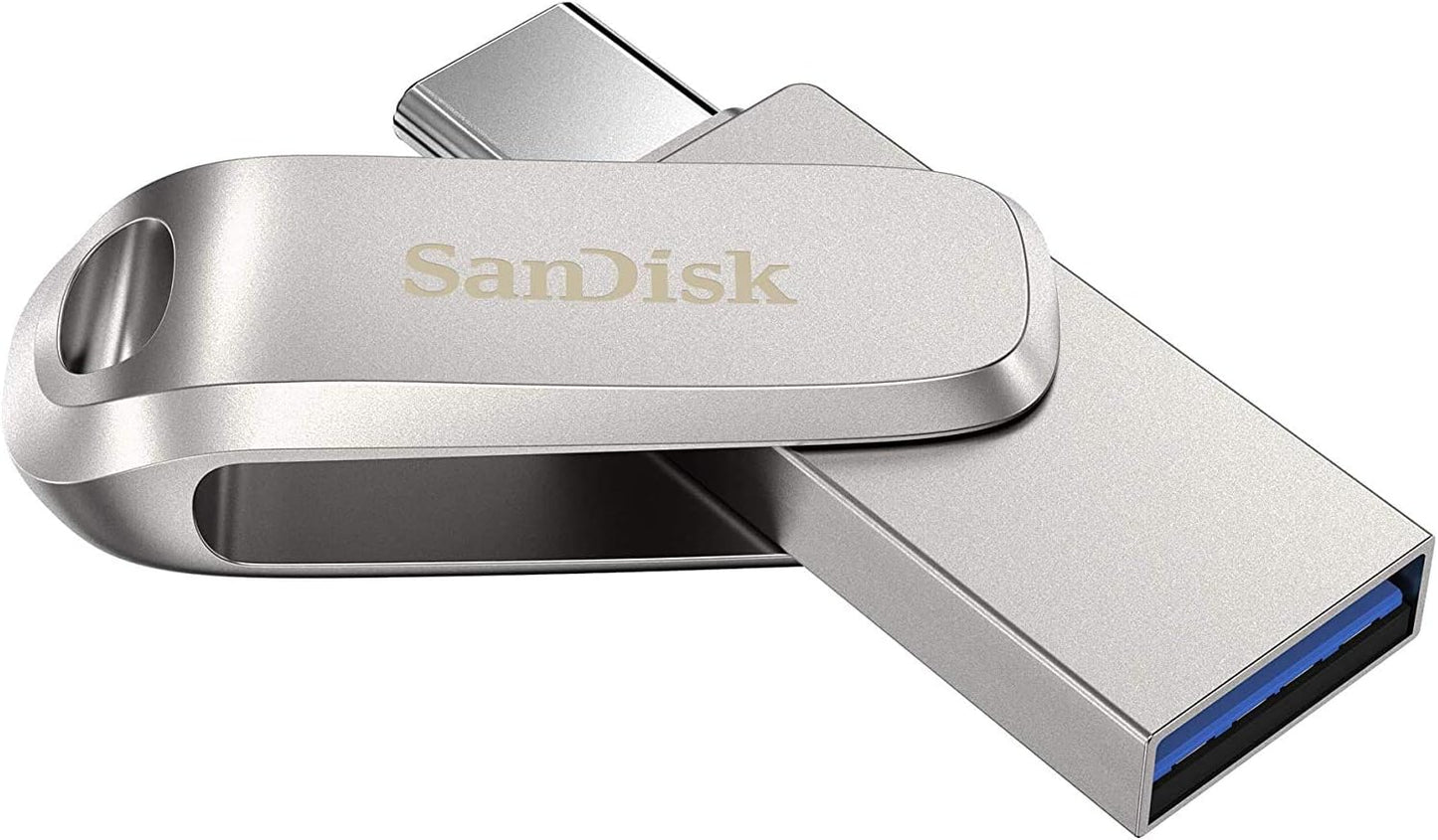 SanDisk 1 TB USB-Stick (2er-Pack) Ultra Dual Drive Luxe USB Typ-C für Smartphones, Tablets und Computer – High-Speed ​​USB 3.1 (SDDDC4-1T00-G46) inklusive (1) Everything But Stromboli Lanyard 
