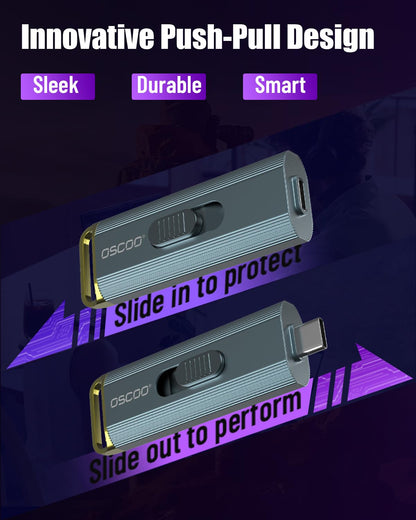 OSCOO 1TB Portable SSD, Up to 2100MB/s, Supports Apple 4K 60fps ProRes, External Hard Drive USB 3.2 with USB-C & A for iPhone 15/16/17, Android, Mac & PC, Ideal for Photographers & Content Creators