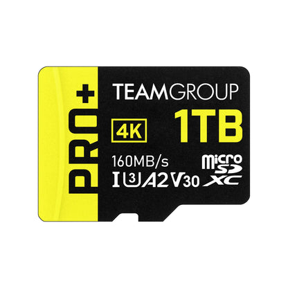 TEAMGROUP A2 Pro Plus Karte 1 TB Micro SDXC UHS-I U3 A2 V30, Lese-/Schreibgeschwindigkeit bis zu 160/110 MB/s für Nintendo Switch, Steam Deck, Spielekonsolen, Tablets, Smartphones, 4K-Aufnahmen, mit Adapter TPPMSDX1TIA2V3003