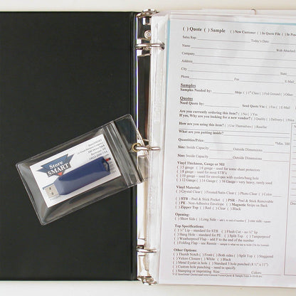 StoreSMART® USB Flash Drive/Memory Card & Business Card Holders 5-Pack - Zip-Top and Hang Hole - Open Short Side (R3578ZIPS-FLASH-5)