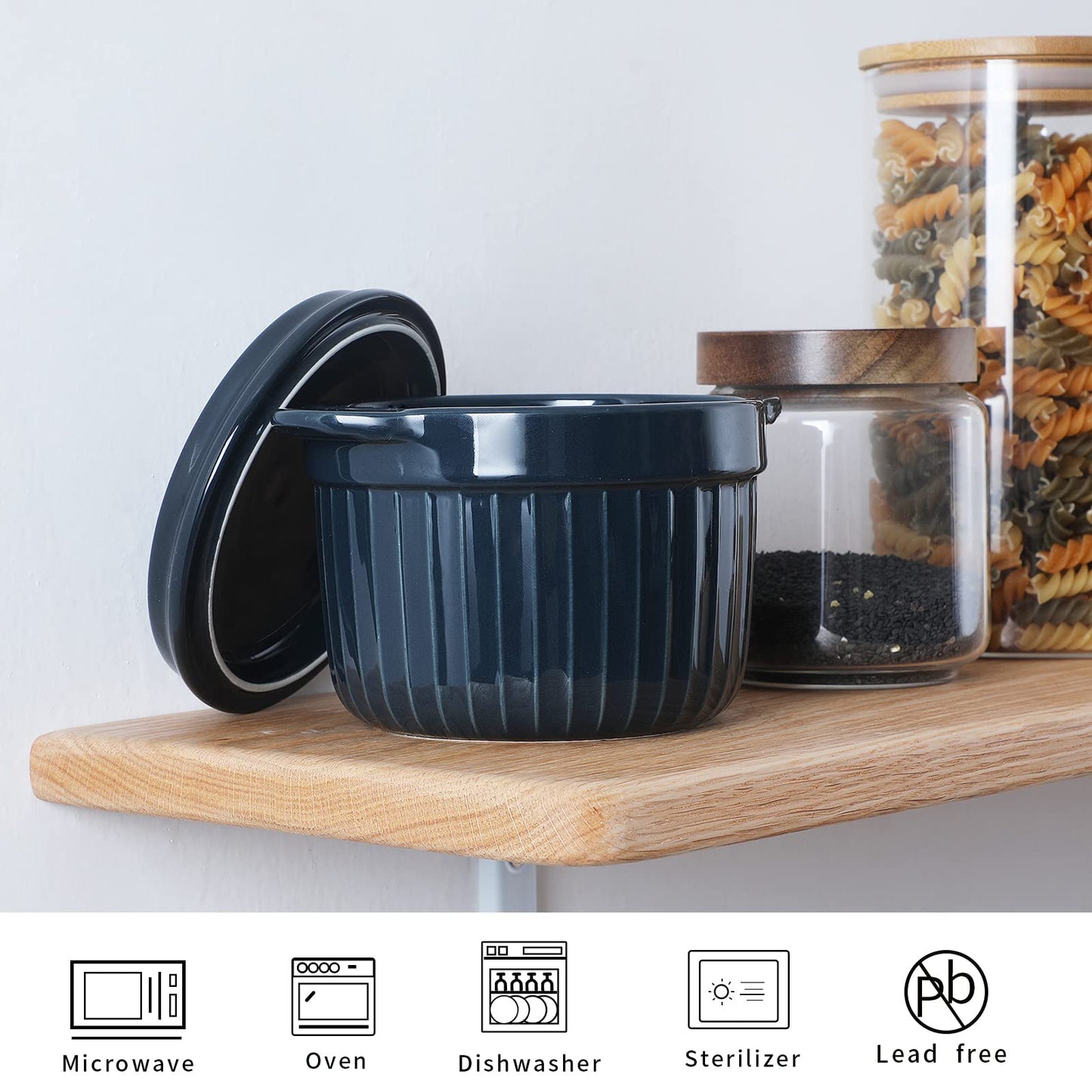 ONTUBE Ceramic Bacon Grease Container Keeper with Strainer, Frying Oil Storage Can, Turquoise