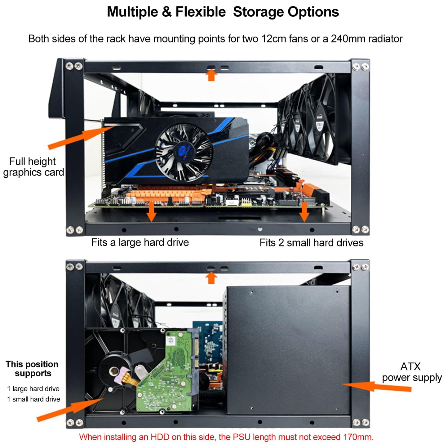 PC Test Bench,Open Air PC Case,Open Frame Computer Chassis, DIY Stackable Techbench Server Rack Mount PC Case for ATX MATX ETAX X79 X99 X10DRL-I X12DPI-N6 Micro ATX Motherboards
