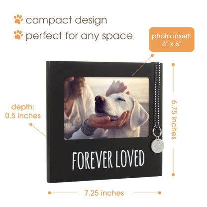 Pearhead Forever Loved Pet Keepsake Picture Frame, Photo Frame for Pet Owners and Dog Lovers, Ideal Memorial Gift for Loss of Dog and Pet Remembrance, Wall Mount And Tabletop Frame, Black