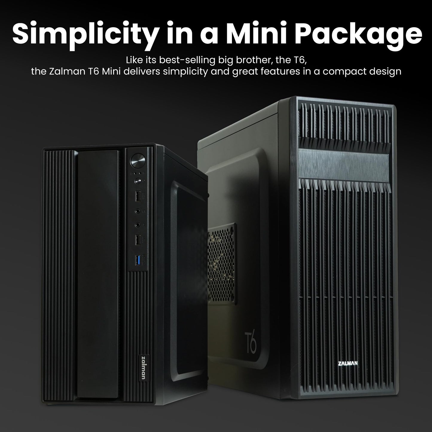 Zalman T6 MINI Compact M-ATX PC Case, Micro-ATX Mini-ITX SFF SFX HTPC Small Form Factor Computer Chassis, USB 3.0, 1 x 80mm Preinstalled Fan, Space Saving Mini Tower Office PC Workstation