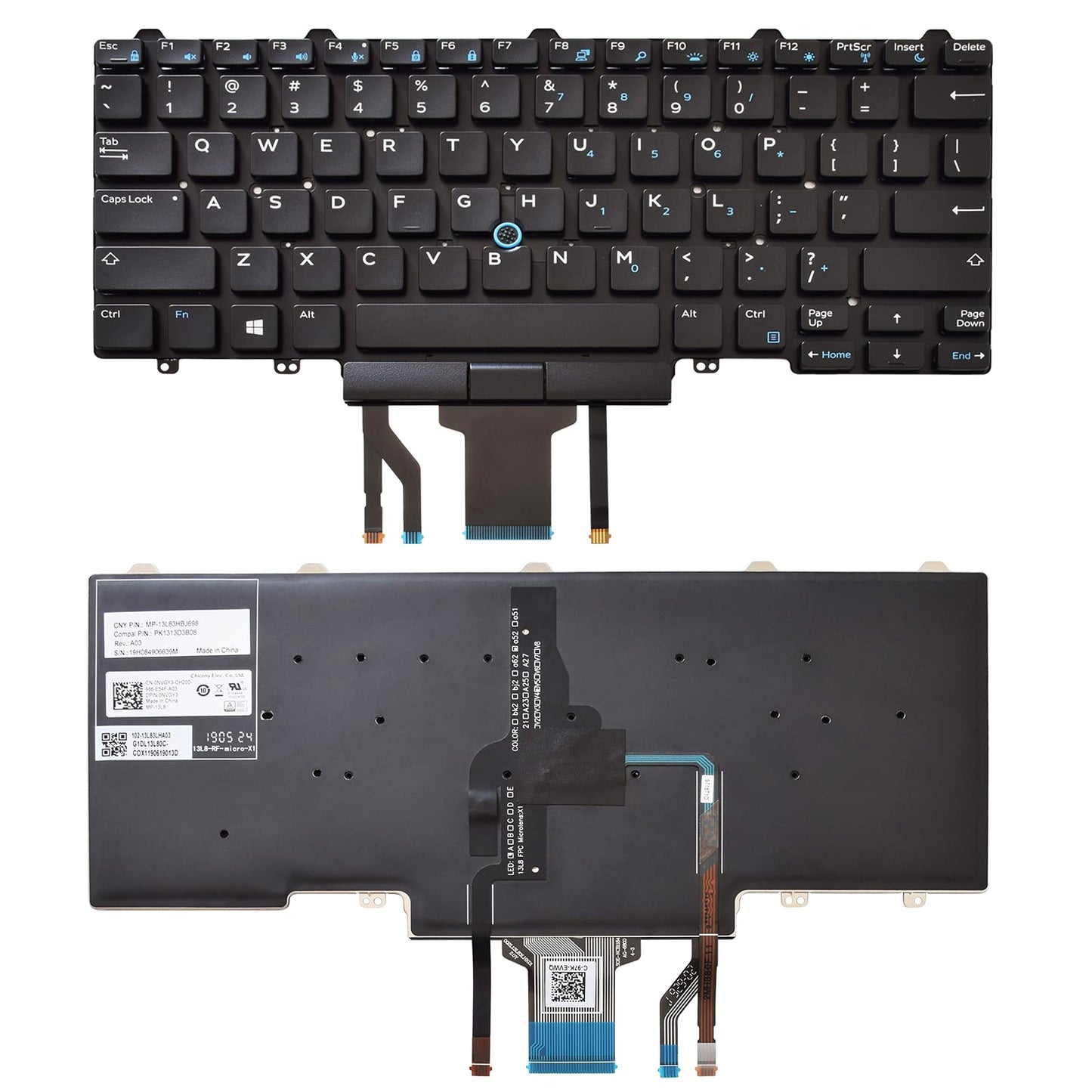 SUNMALL Backlit Keyboard Replacement Compatible with Dell Education（Latitude ） E5450 E5470 E5480 E7450 P40G E7470 E7480,Latitude 14 5480 5488 5490 5491 7480 7490 with Pointer US Layout
