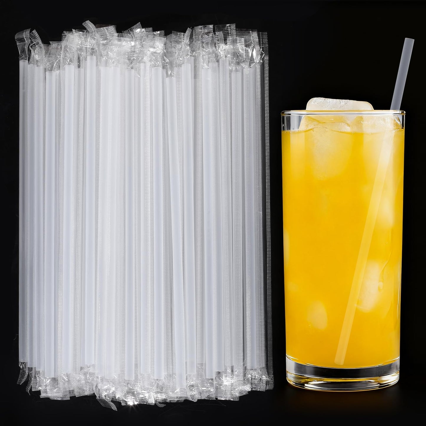 [Individually Wrapped] 100Pcs Disposable Plastic Straws - 8.26"*0.23" Clear Drinking Straws for Hot/Cold Drinks,Juice,Coffee,Cocktail