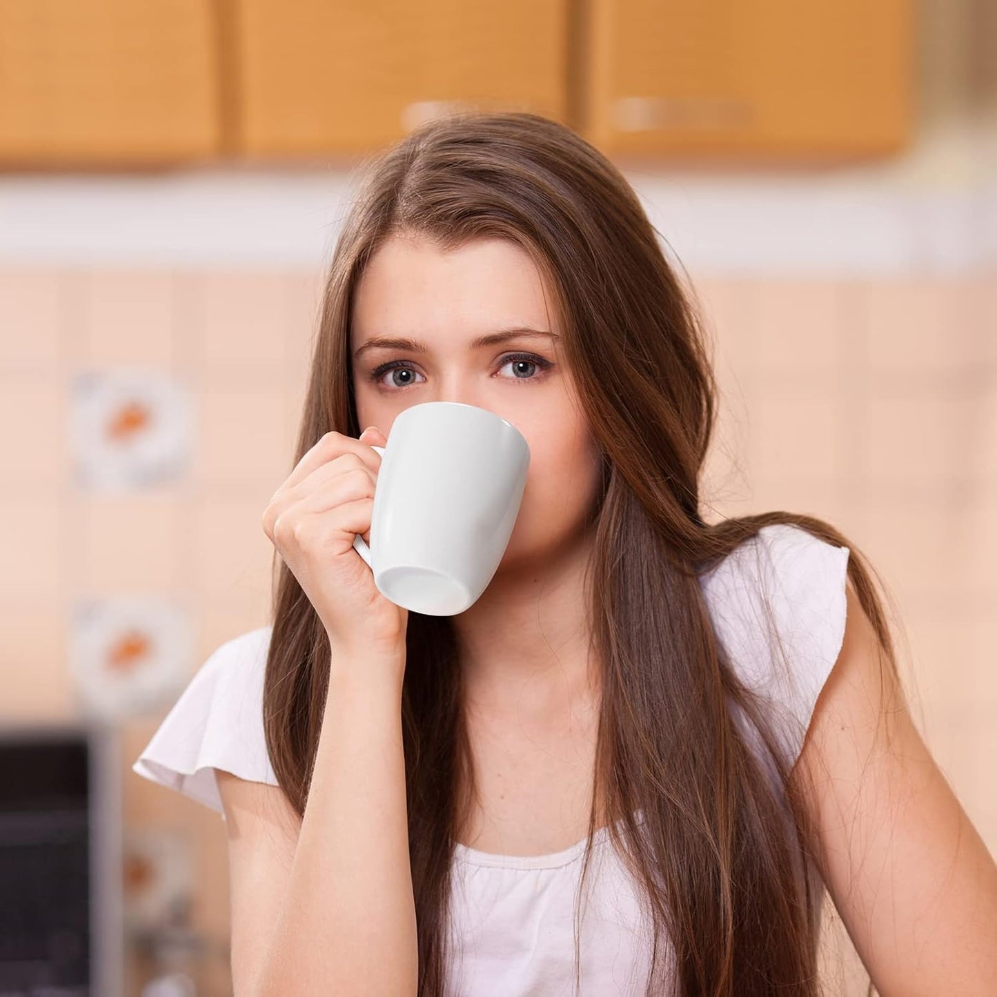 Urbanstrive 16 oz Large Coffee Mug with Handle Tea Cup Novelty Coffee Cup Idea Gift for Men Women Office Work, White (White)