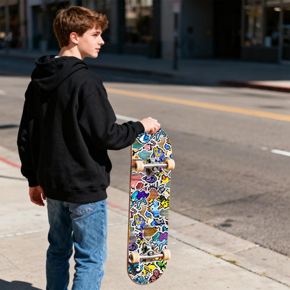 Pounchi Retro Pixel Anime Stickers (50Pcs Large Size) Aesthetic Cartoon PVC Sticker, Gifts for Laptop Water Bottle Skateboard Party Supplies Decorations Teens