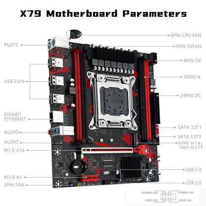 SHANGZHAOYUAN X79 S7 Gaming Motherboard LGA 2011 for Intel Xeon E5 E7, Core I7 Series CPUs, with DDR3 Slots max Support 256GB, NGFF/NVME M.2, SATA 3.0, PC Computer Server Mainboard