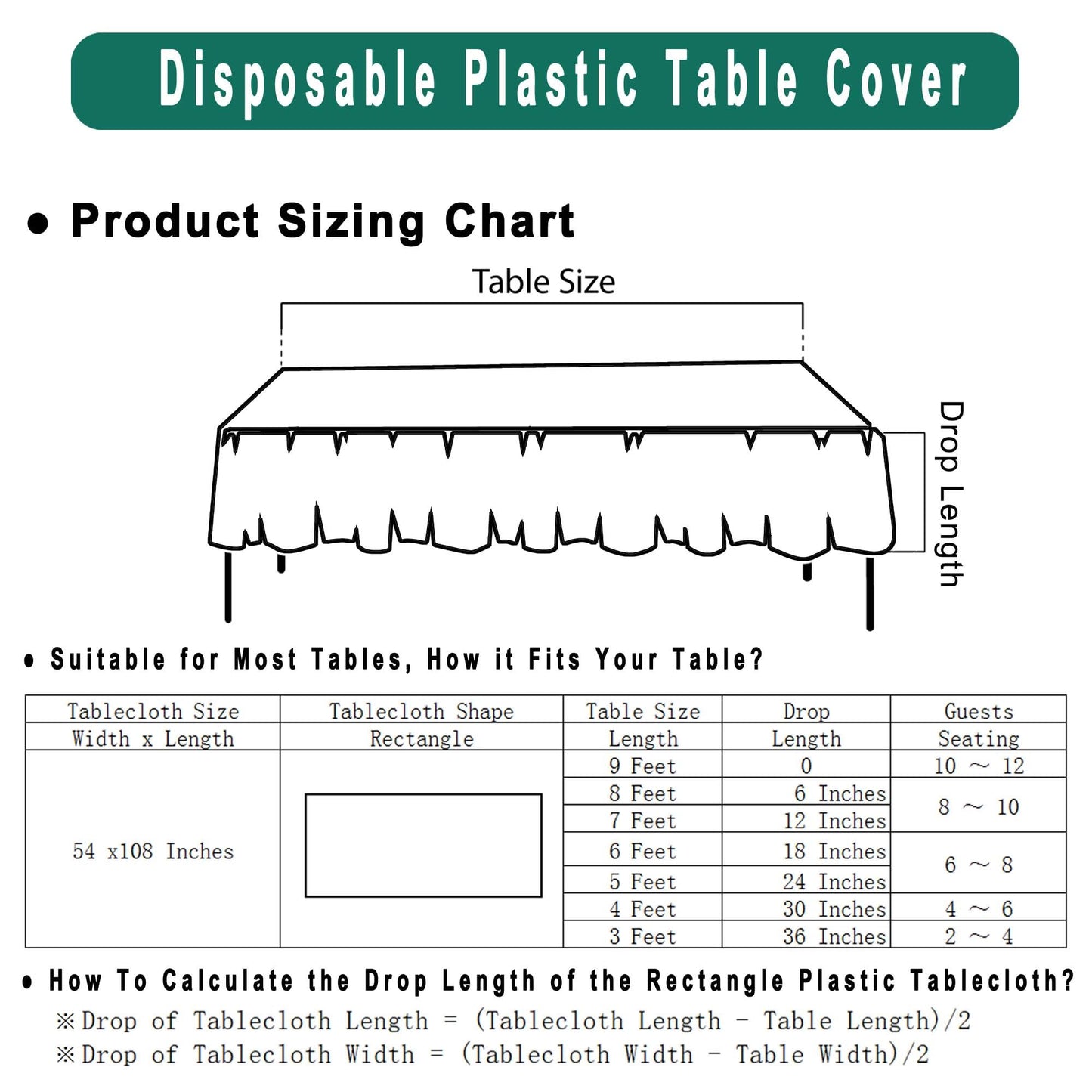 PARTY ULYJA Orangefarbene Plastiktischdecken, 2er-Pack, Einweg-Tischdecken, 54 x 108 Zoll, PEVA, Herbstfarben, für Grillpartys, Picknicks, Geburtstage, Hochzeiten, rechteckige Tische (8 Fuß). 