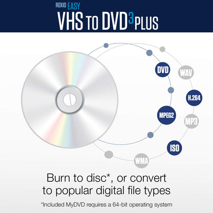 Roxio Easy VHS to DVD 3 Plus | VHS, Hi8, V8 Video to DVD or Digital Converter | Amazon Exclusive 2 Bonus DVDs [Windows Disc]