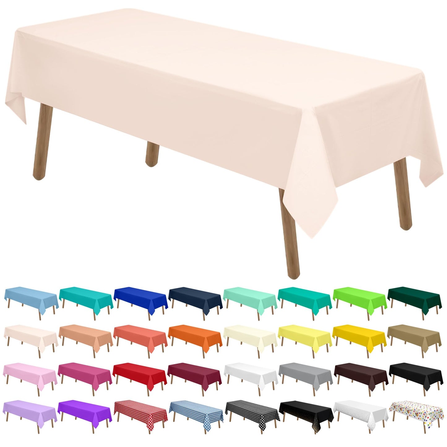 PARTY ULYJA Orangefarbene Plastiktischdecken, 2er-Pack, Einweg-Tischdecken, 54 x 108 Zoll, PEVA, Herbstfarben, für Grillpartys, Picknicks, Geburtstage, Hochzeiten, rechteckige Tische (8 Fuß). 