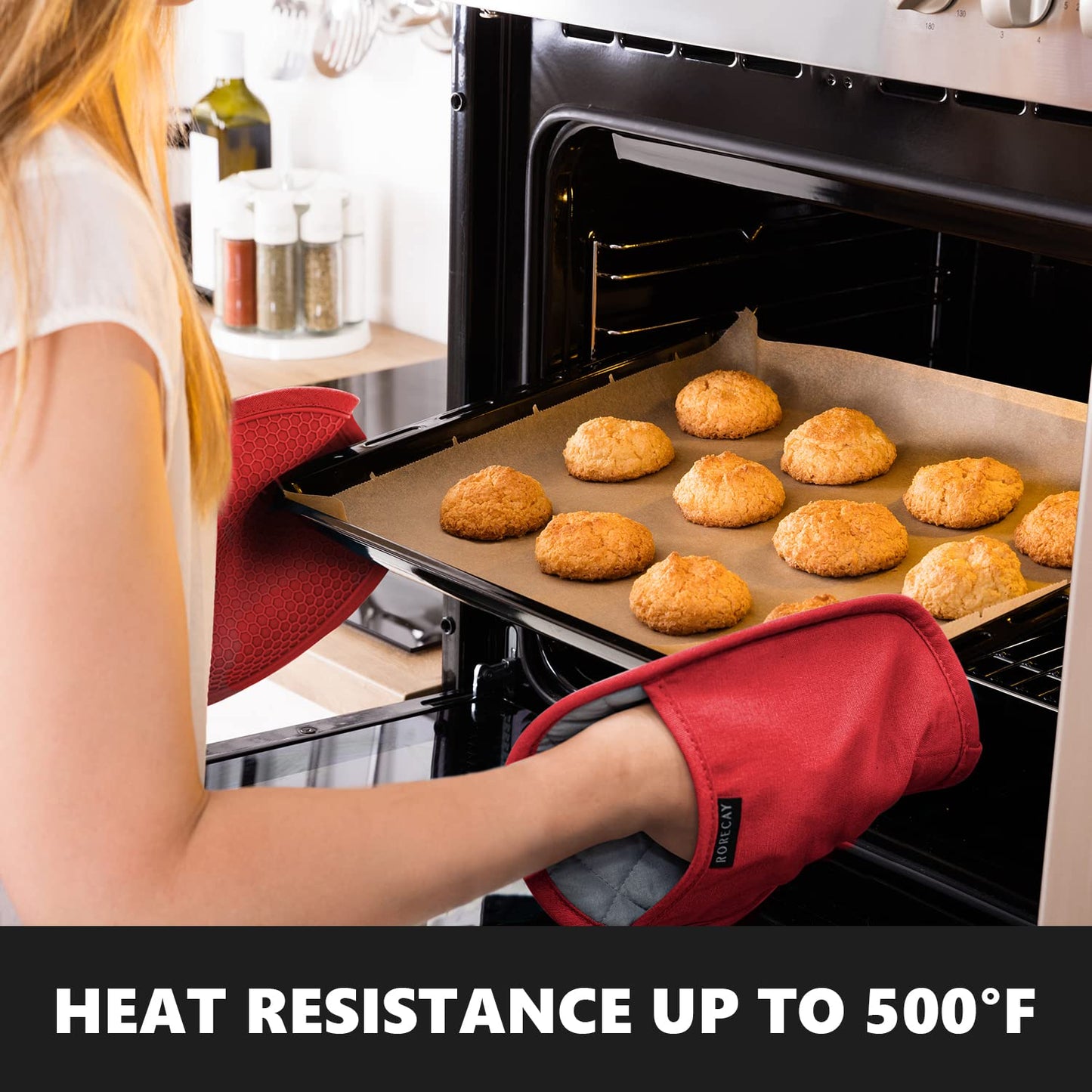 2er-Pack Silikon-Topflappen für die Küche, hitzebeständig bis 260 °C, rutschfeste, große Topflappen mit Tasche, gesteppte Untersetzer für heiße Töpfe und Pfannen auf der Arbeitsplatte (Grau) 