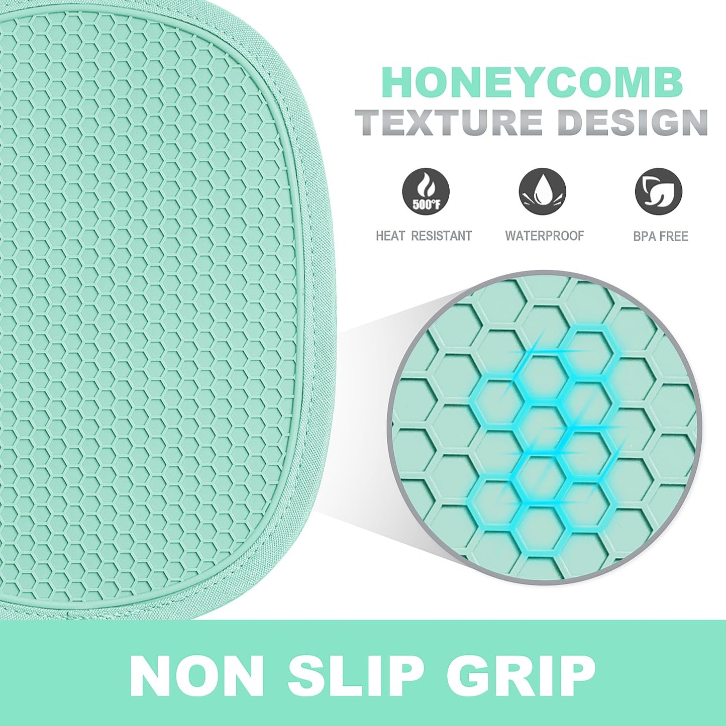 2er-Pack Silikon-Topflappen für die Küche, hitzebeständig bis 260 °C, rutschfeste, große Topflappen mit Tasche, gesteppte Untersetzer für heiße Töpfe und Pfannen auf der Arbeitsplatte (Grau) 