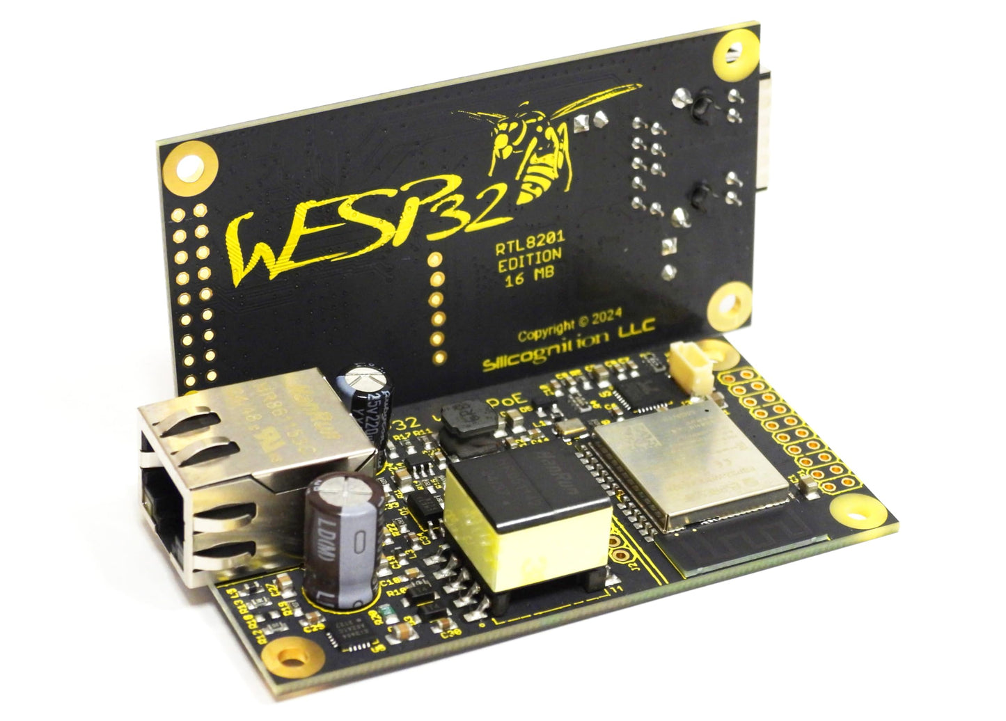 Silicognition wESP32 - ESP32 with Isolated Ethernet and 13W IEEE 802.3at PoE, 16MB Flash, MicroPython, Arduino, ESP-IDF Compatible