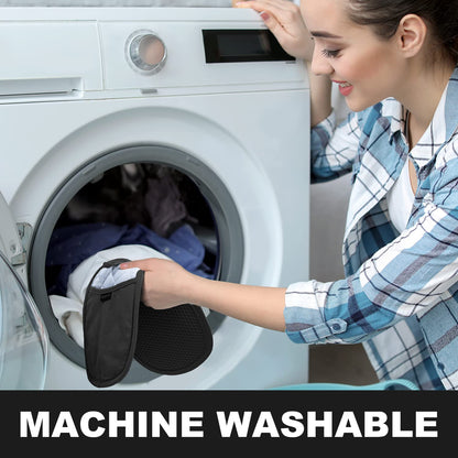 2er-Pack Silikon-Topflappen für die Küche, hitzebeständig bis 260 °C, rutschfeste, große Topflappen mit Tasche, gesteppte Untersetzer für heiße Töpfe und Pfannen auf der Arbeitsplatte (Grau) 