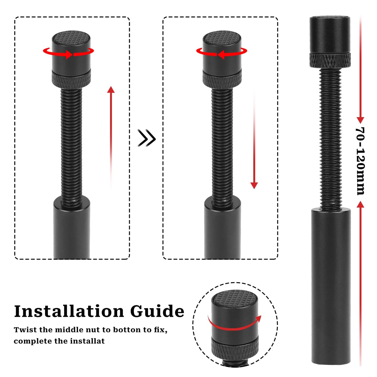 Salbsever Black GPU Support Bracket, Anti-Sag Graphics Card Holder, Stainless Steel, 73-130mm, Universal Fit, Easy Installation