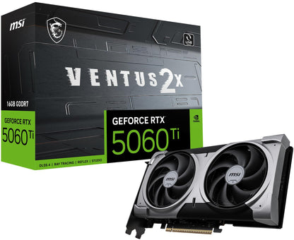 MSI Gaming RTX 5060 Ti 16G Ventus 2X Plus Grafikkarte (16 GB GDDR7, 128 Bit, Extreme Performance: 2587 MHz, DisplayPort x3 2.1a, HDMI 2.1b, NVIDIA Blackwell Architektur)