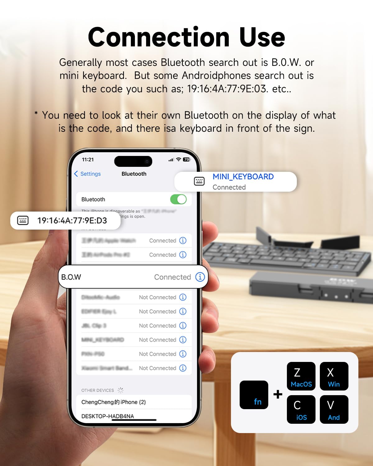 SIKAI CASE Foldable Bluetooth Keyboard with Magnetic Stand,Aluminum Alloy Mini Quiet Folding Portable Lightweight Travel Rechargeable Pocket for Tablet,iPad, Phones, Black