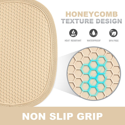 2er-Pack Silikon-Topflappen für die Küche, hitzebeständig bis 260 °C, rutschfeste, große Topflappen mit Tasche, gesteppte Untersetzer für heiße Töpfe und Pfannen auf der Arbeitsplatte (Grau) 