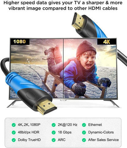 Rommisie 4K HDMI 75 FT Cable (HDMI 2.0,18Gbps) Ultra High Speed Gold Plated Connectors,Ethernet HDMI Cord, 4K@60HZ 2K 1080P 3D ARC Compatible with UHD TV Monitor Laptop Xbox PS4/PS5 ect(23m)