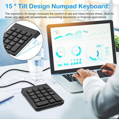 NOOX USB Numeric Keypad Numpad Portable Slim Mini 10 Key Number Pad Keyboard for Laptop Desktop Computer PC, Compatible with ChromeBook Surface Notebook, Tax Accountant Calculate Office Travel & Home