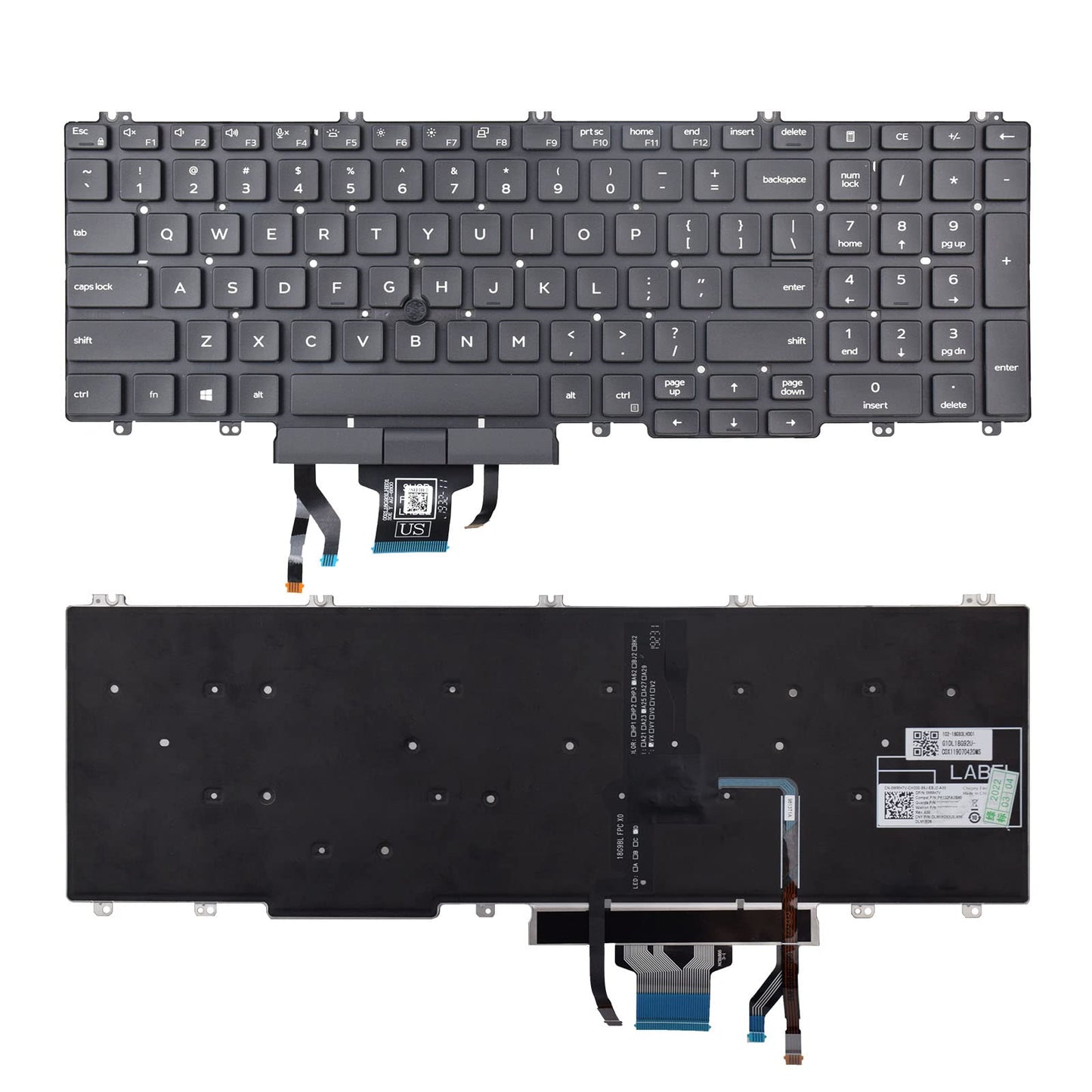 SUNMALL Replacement Keyboard Compatible with Dell Latitude 5500 5501 5510 5511.Precision 3540 3541 3550 3551 with Pointer and Backlight