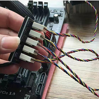 PWM Fan Hub, 4-Pin PWM PC Fan Hub Power Supply Cable 1 to 5 Way Splitter for 12V Desktop Computer Cooler Fans.