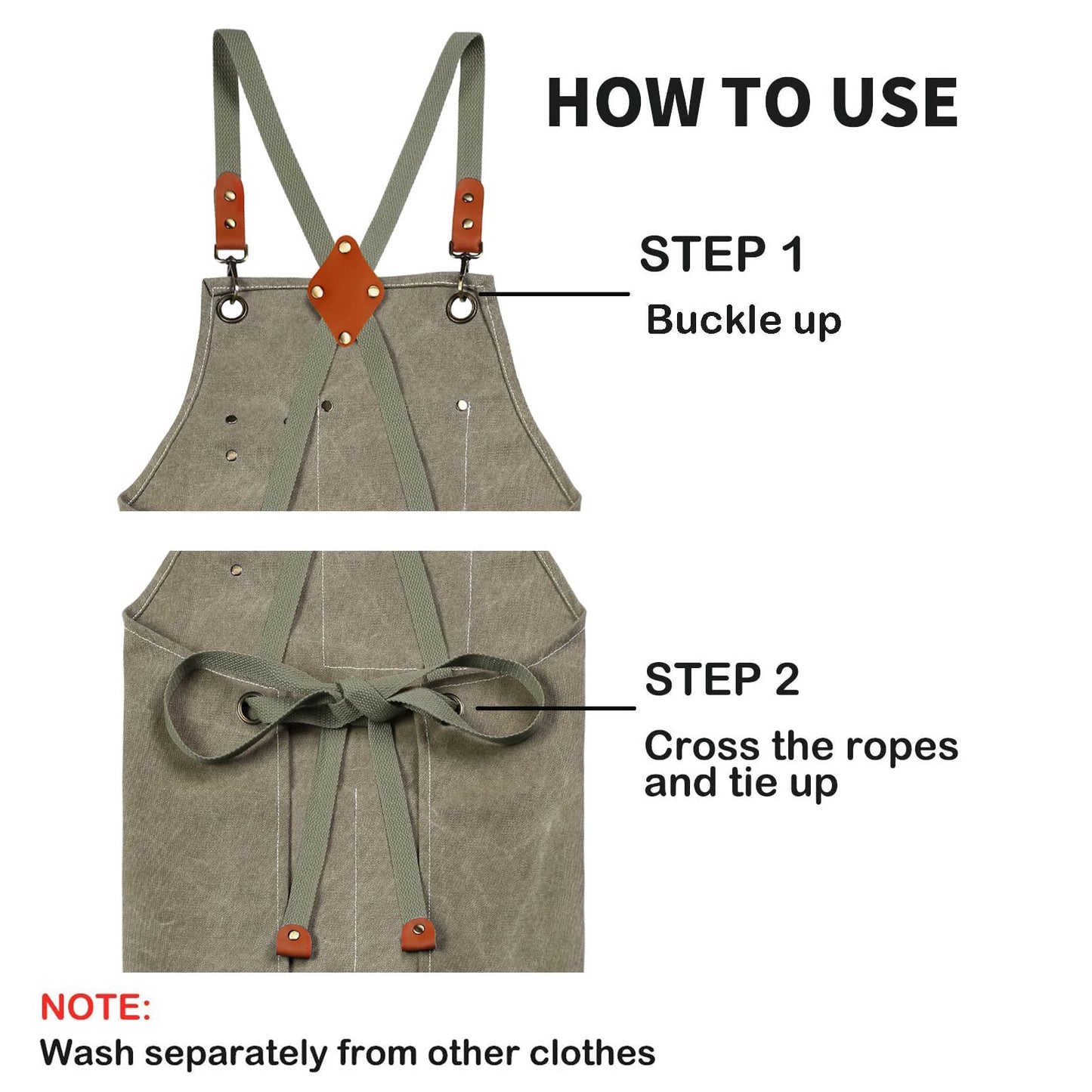 ZOMAO Kochschürze, Baumwoll-Canvas-Schürze mit gekreuztem Rückenteil und Taschen für Damen und Herren, verstellbare Träger und große Taschen, Küchenschürze zum Kochen und Backen 