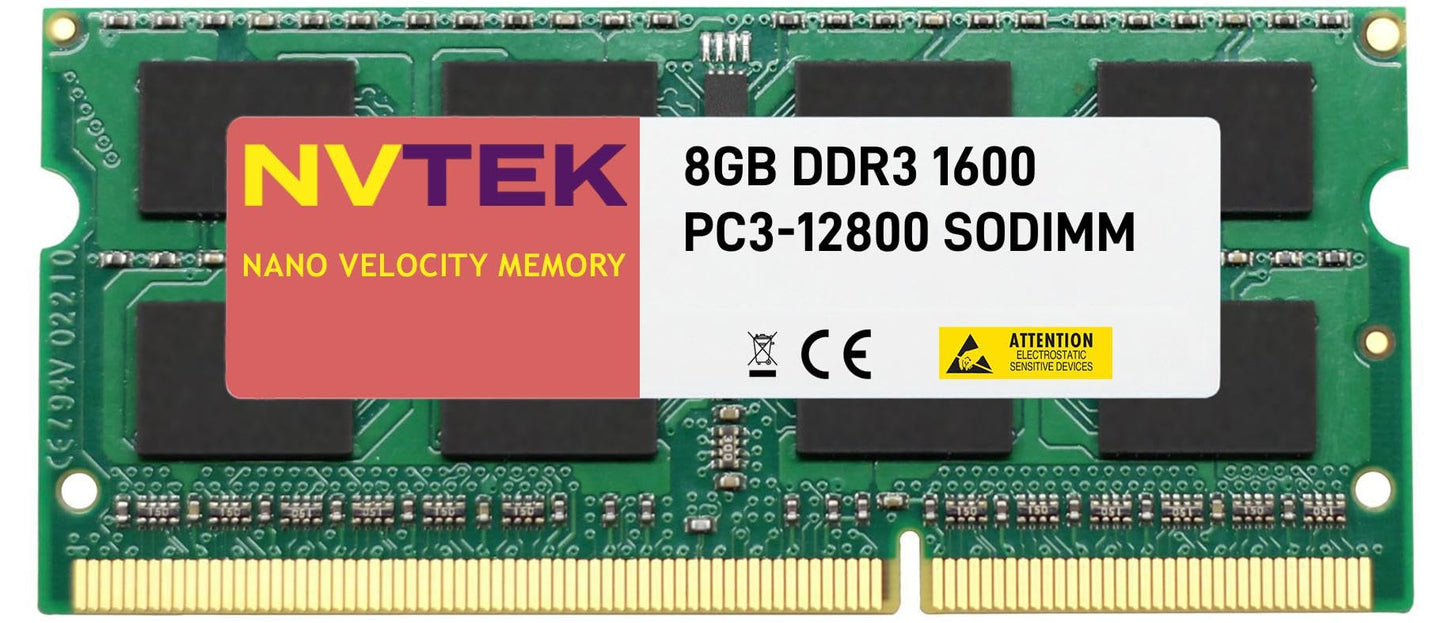 NVTEK 8GB (1X8GB) DDR3 1600MHZ PC3-12800 SODIMM 2Rx8 1.35V 204-PIN Non-ECC Laptop PC Computer Memory