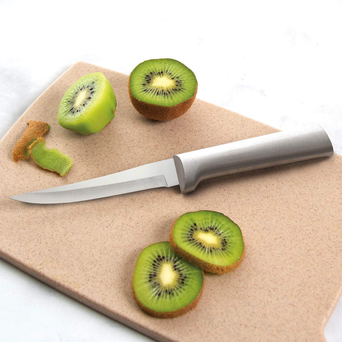 Rada Cutlery 7-teiliges Starter-Messer-Geschenkset (S38) mit Quick Edge Messerschärfer (R119), hohlgeschliffene Klingen aus Edelstahl, hergestellt in den USA, silberne Griffe