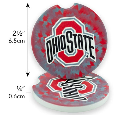 Ohio State Buckeyes University Set of 2 Car Coasters by Magnolia Lane- Removable Absorbent Ceramic Stone Coasters- Ideal Gift for Students, Alumni and Everyday Fan- Show Your Big 10 NCAA Team Spirit